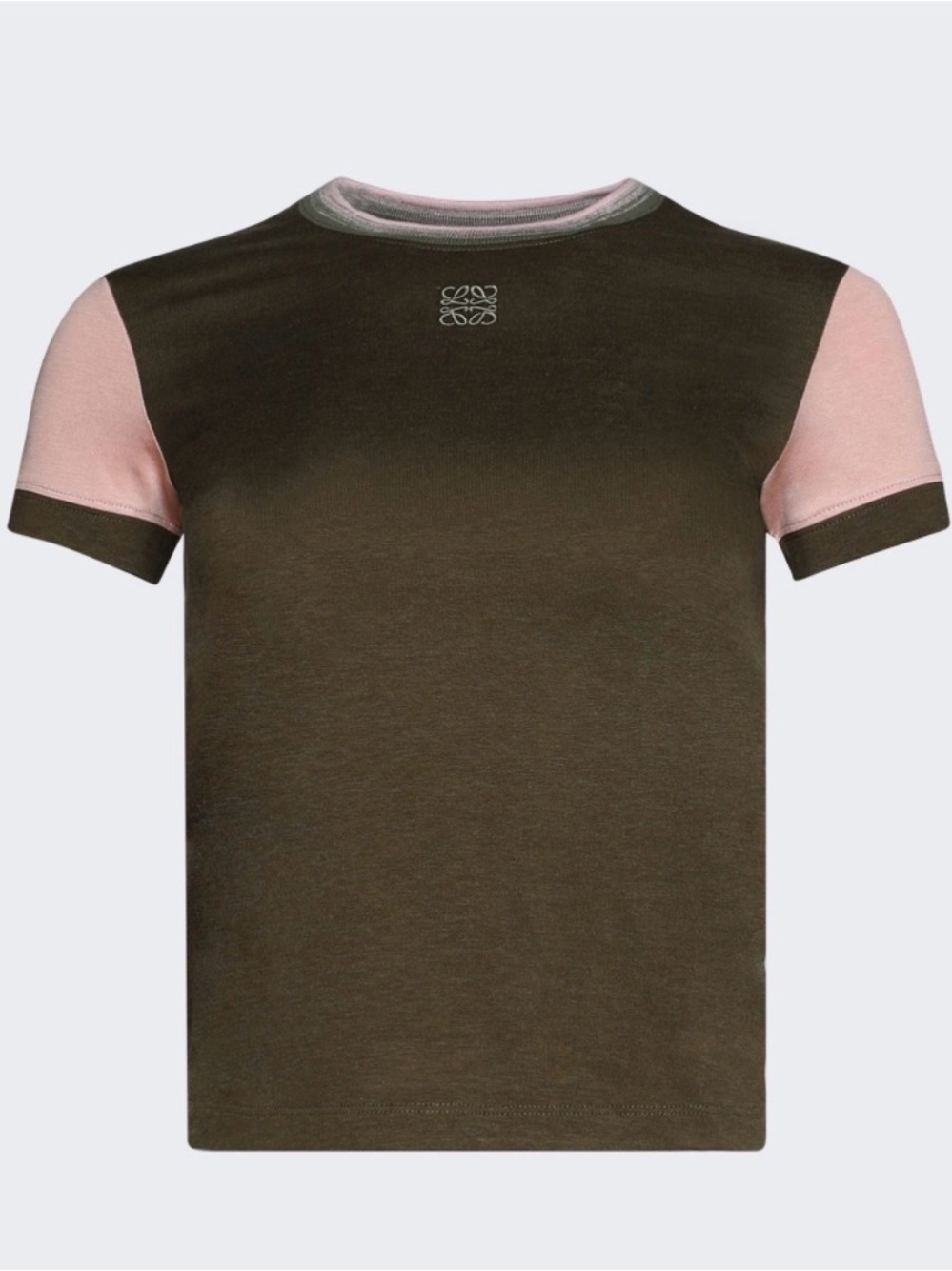 Loewe Olive & Pink Short-Sleeve Contrast-Cuff Cotton small fit Tee